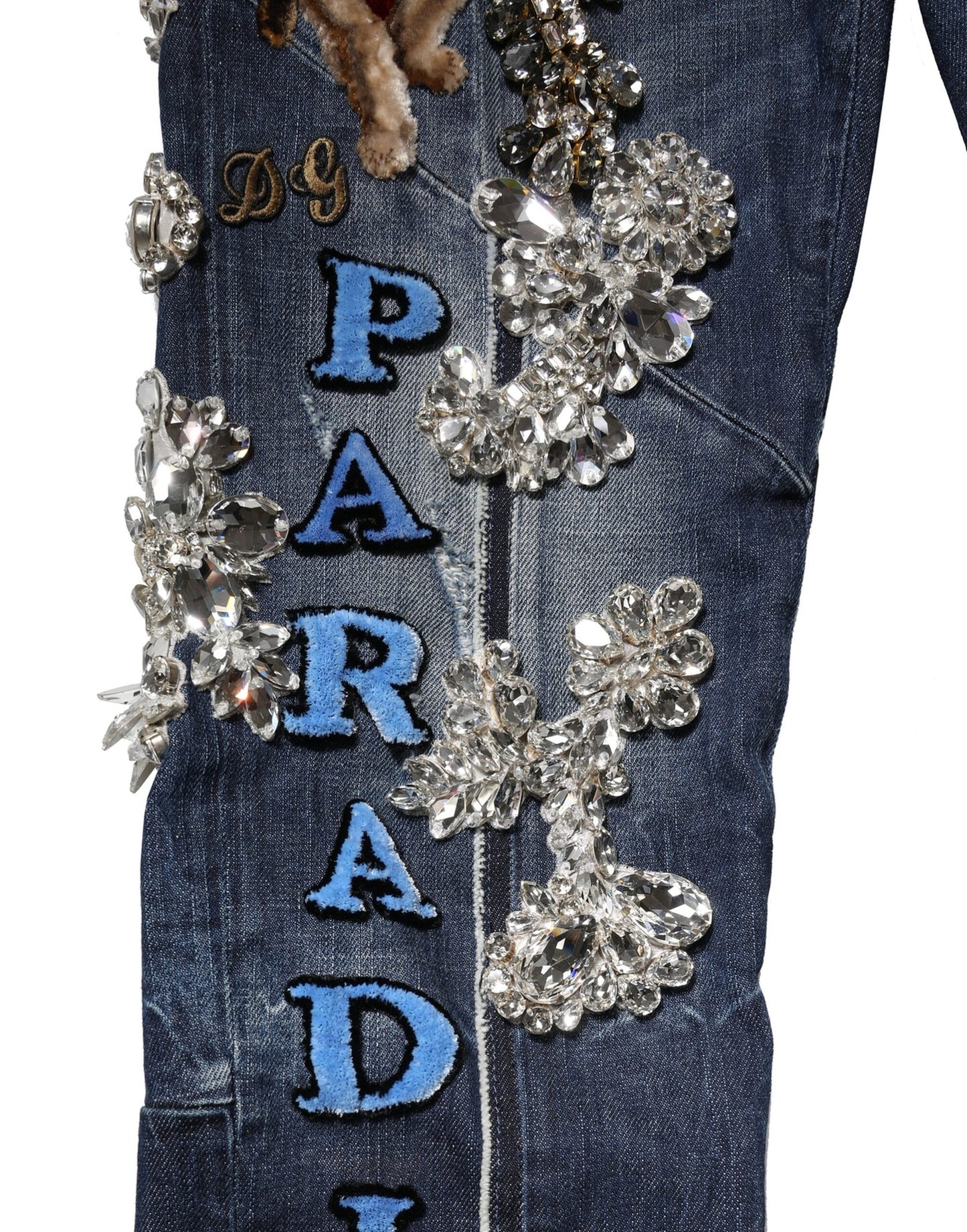 Dolce & Gabbana Blaue Baumwolle mit Strassverzierung Denim Jeans