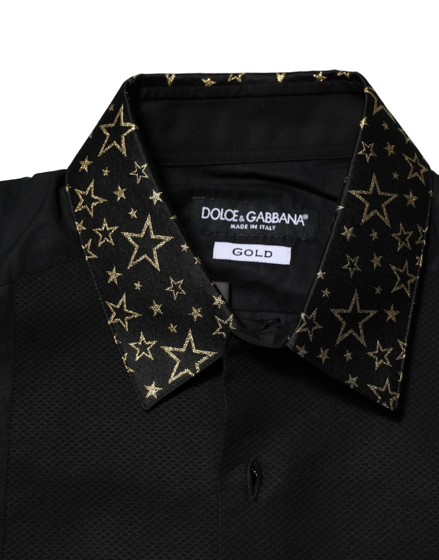 Dolce & Gabbana Schwarzes Baumwollhemd GOLD mit langen Ärmeln
