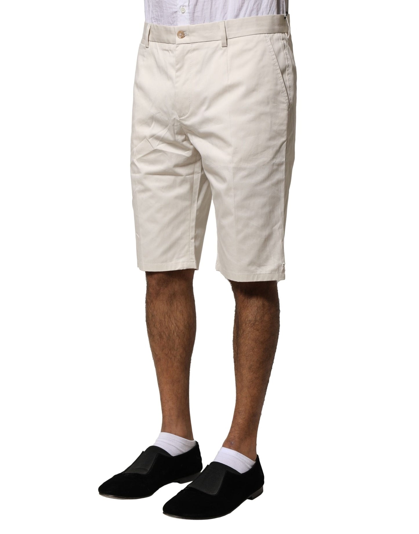 Dolce & Gabbana Beigefarbene Bermuda-Shorts aus Baumwolle mit mittlerer Taille