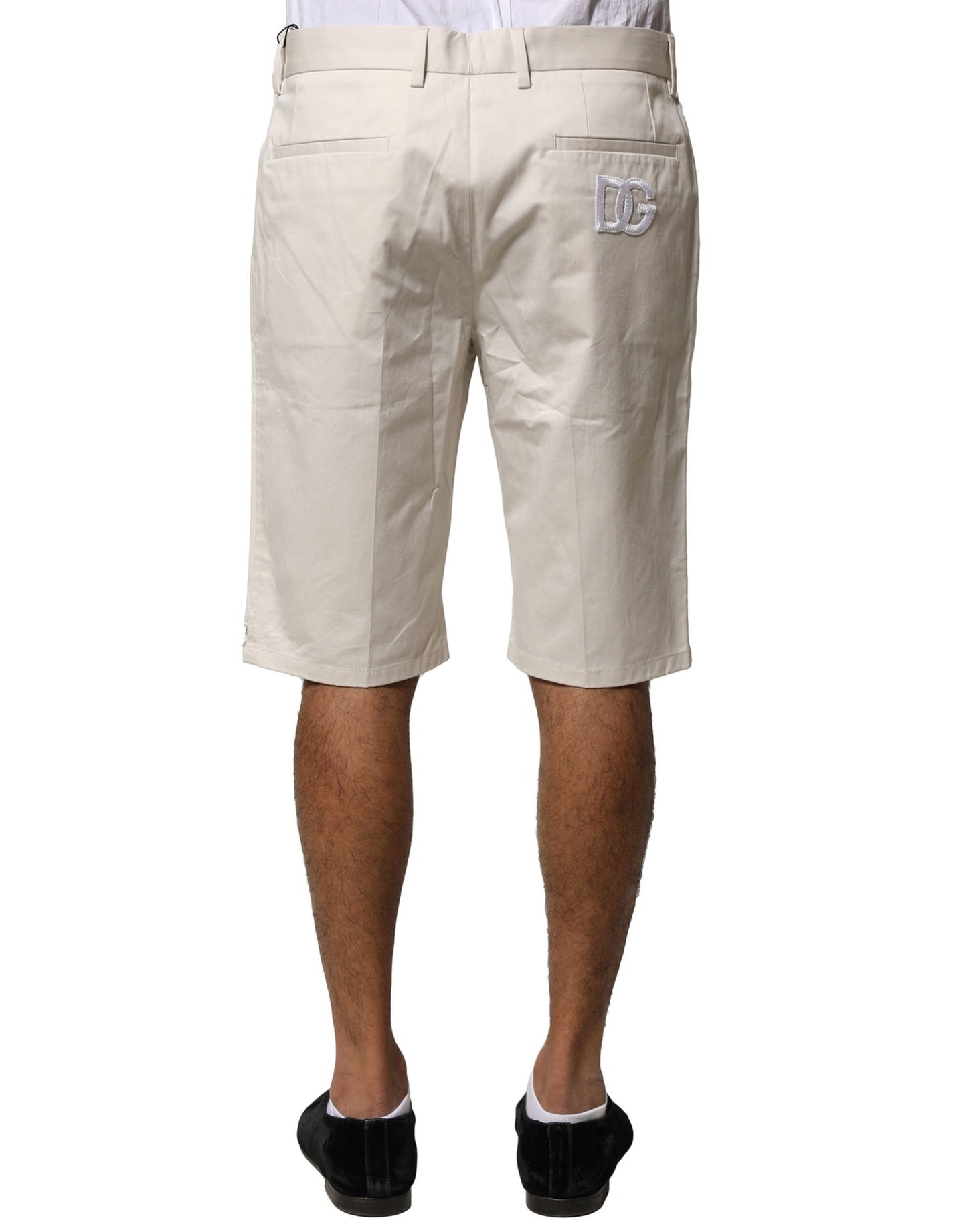 Dolce & Gabbana Beigefarbene Bermuda-Shorts aus Baumwolle mit mittlerer Taille