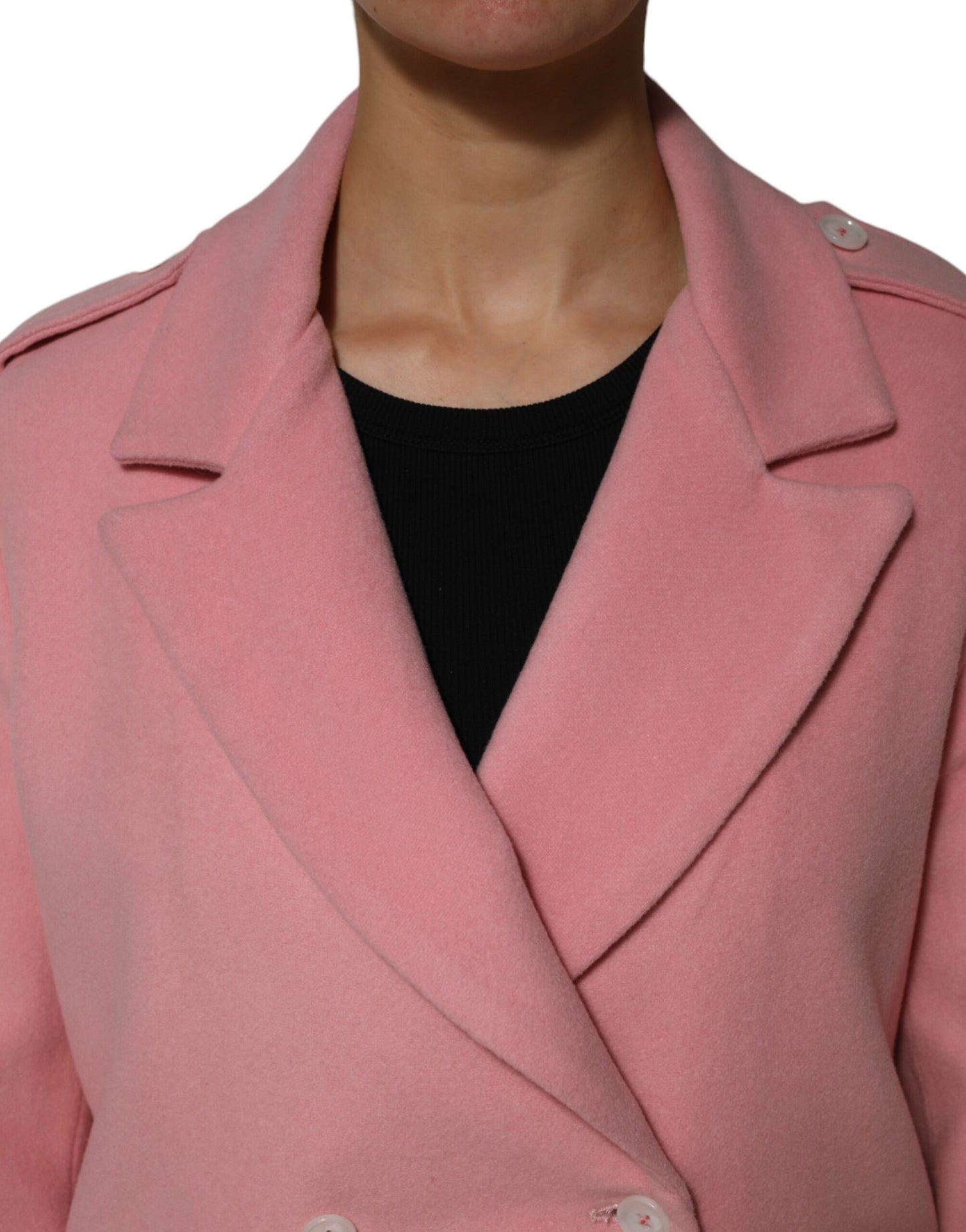 PINK MEMORIES Rosafarbener Wollblazer Mantel Jacke doppelreihig