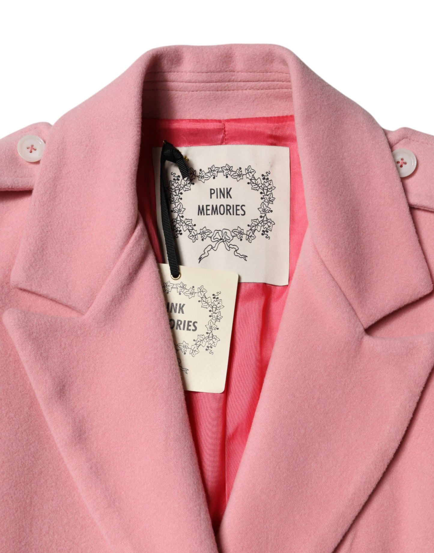 PINK MEMORIES Rosafarbener Wollblazer Mantel Jacke doppelreihig