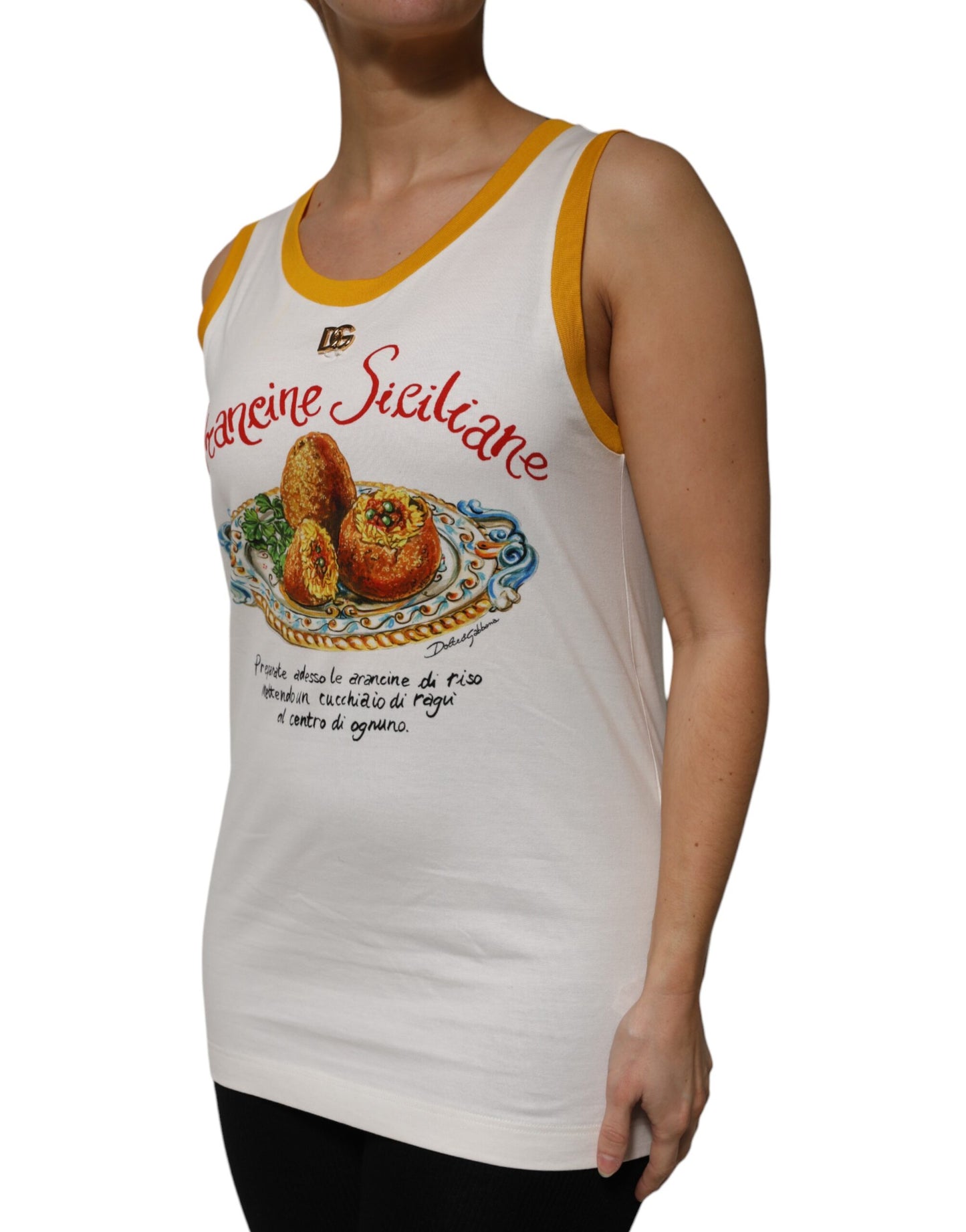 Dolce & Gabbana Weißes Araneine Siciliane Ärmelloses Tank-Top