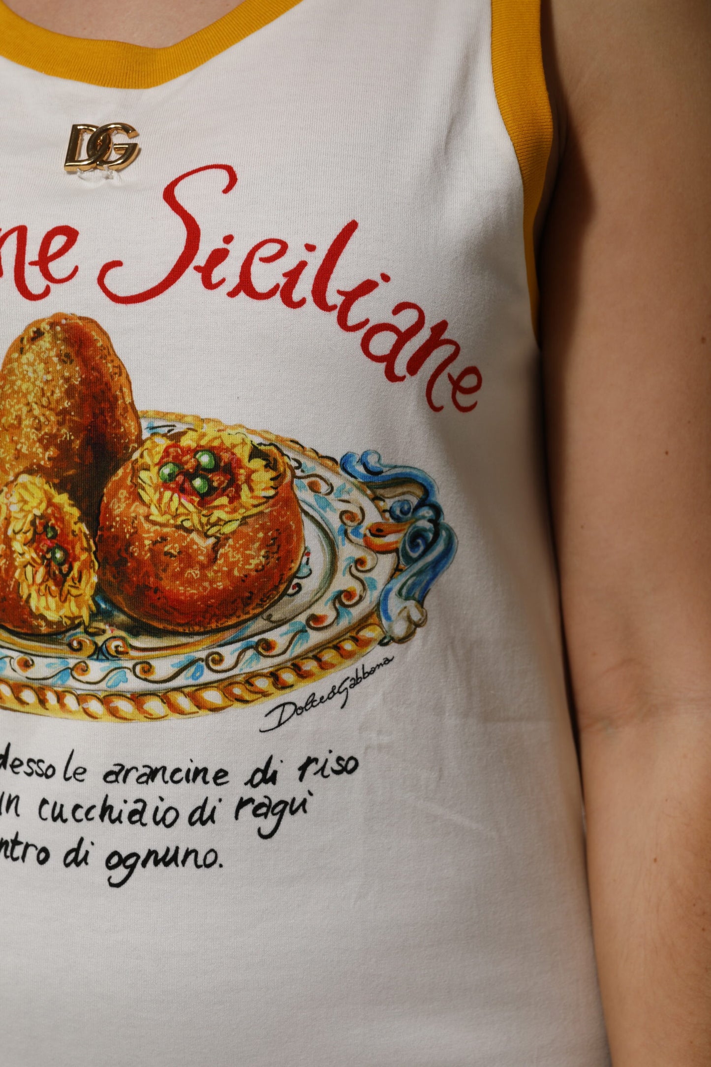 Dolce & Gabbana Weißes Araneine Siciliane Ärmelloses Tank-Top
