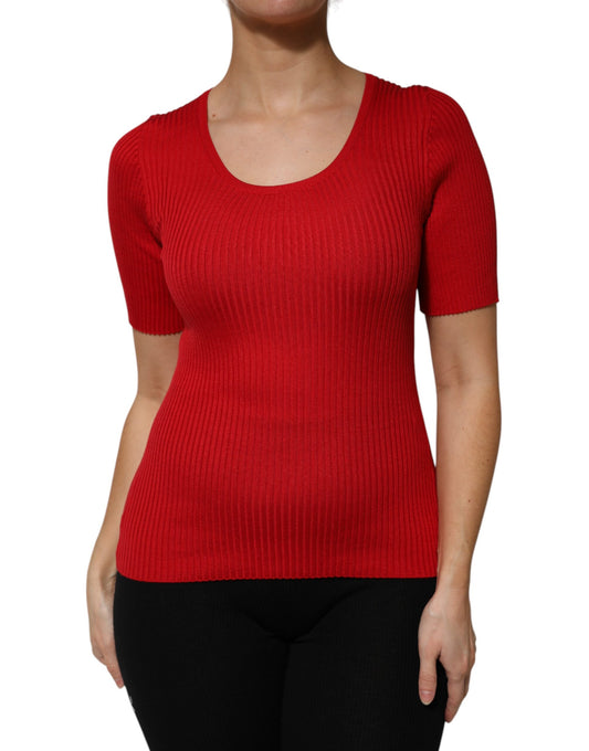 Dolce & Gabbana Rot Rundhalsausschnitt Kurzarm Pullover Top