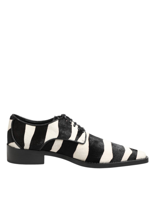 Dolce & Gabbana Schwarz Weiß Zebra Pony Fell Kleid Schuhe