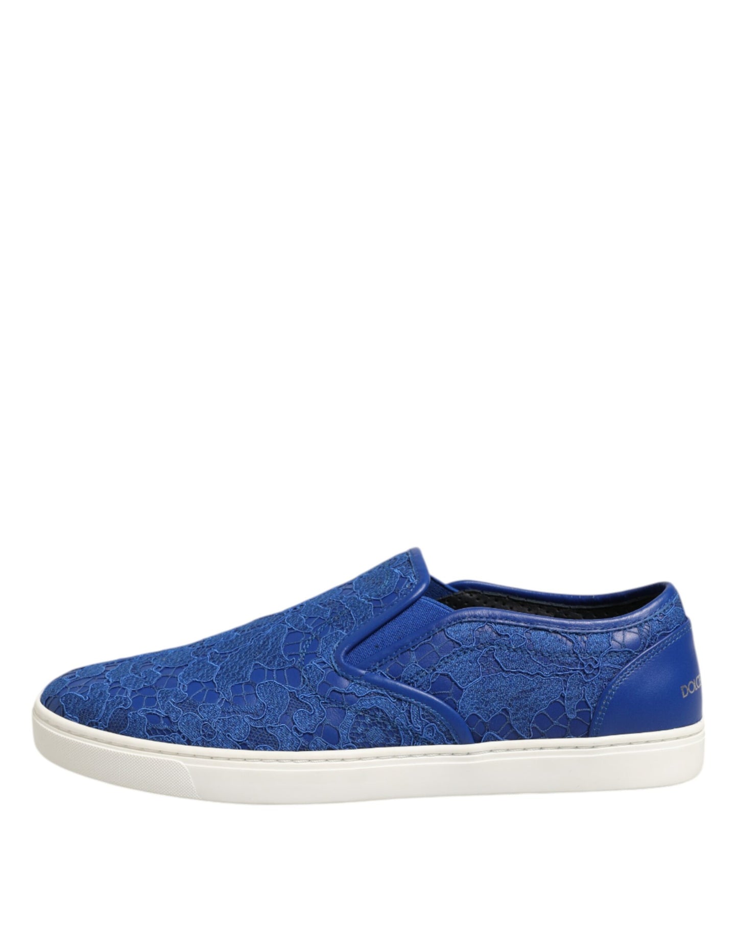 Dolce & Gabbana Blaue Leder Spitze Slip On Sneaker Schuhe
