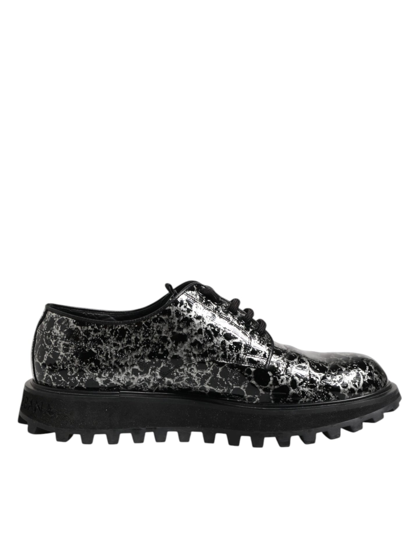 Dolce & Gabbana Schwarz Weiß Kalbsleder Chunky Derby Schuhe