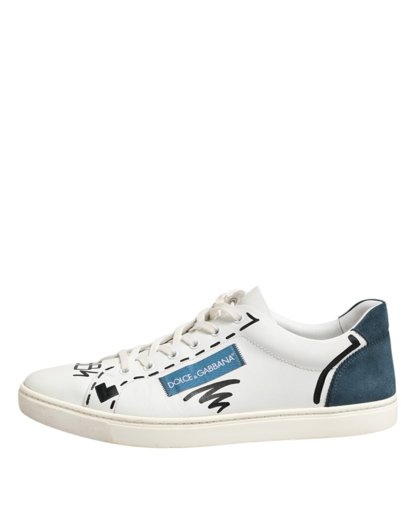 Dolce & Gabbana Weiße Leder bedruckte Low Top Sneakers Schuhe