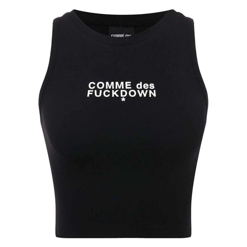 Comme Des Fuckdown Schwarzes Baumwoll-Cropped-Top für Frauen