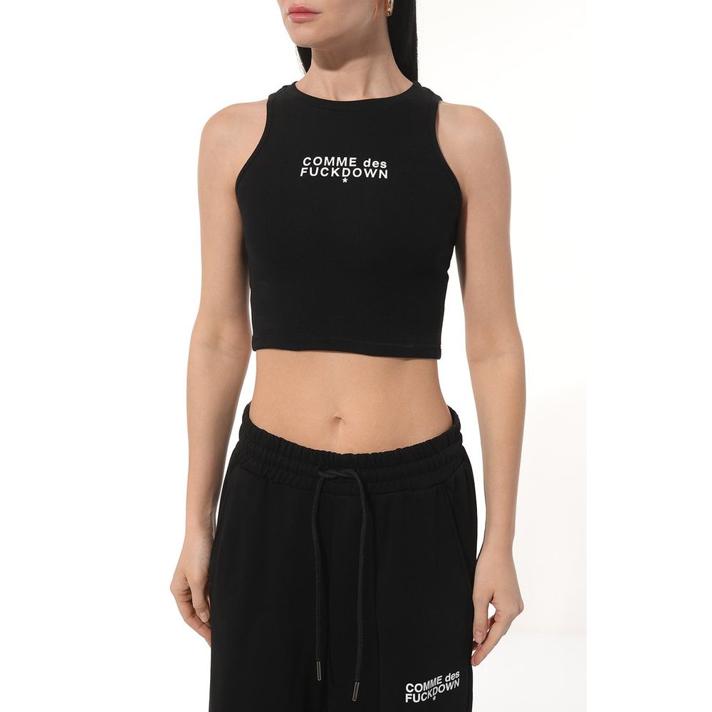 Comme Des Fuckdown Schwarzes Baumwoll-Cropped-Top für Frauen