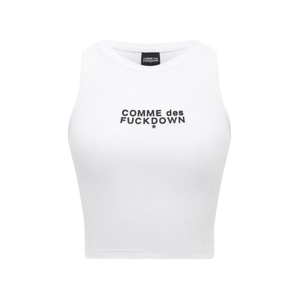Comme Des Fuckdown Weißes Baumwoll-T-Shirt für Frauen in Kurzform
