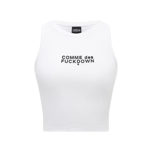Comme Des Fuckdown Weißes Baumwoll-T-Shirt für Frauen in Kurzform