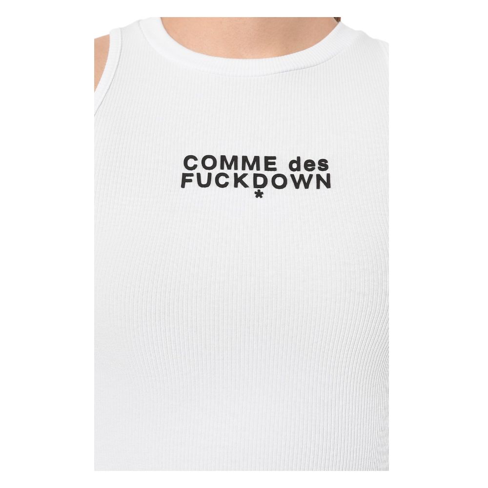Comme Des Fuckdown Weißes Baumwoll-T-Shirt für Frauen in Kurzform