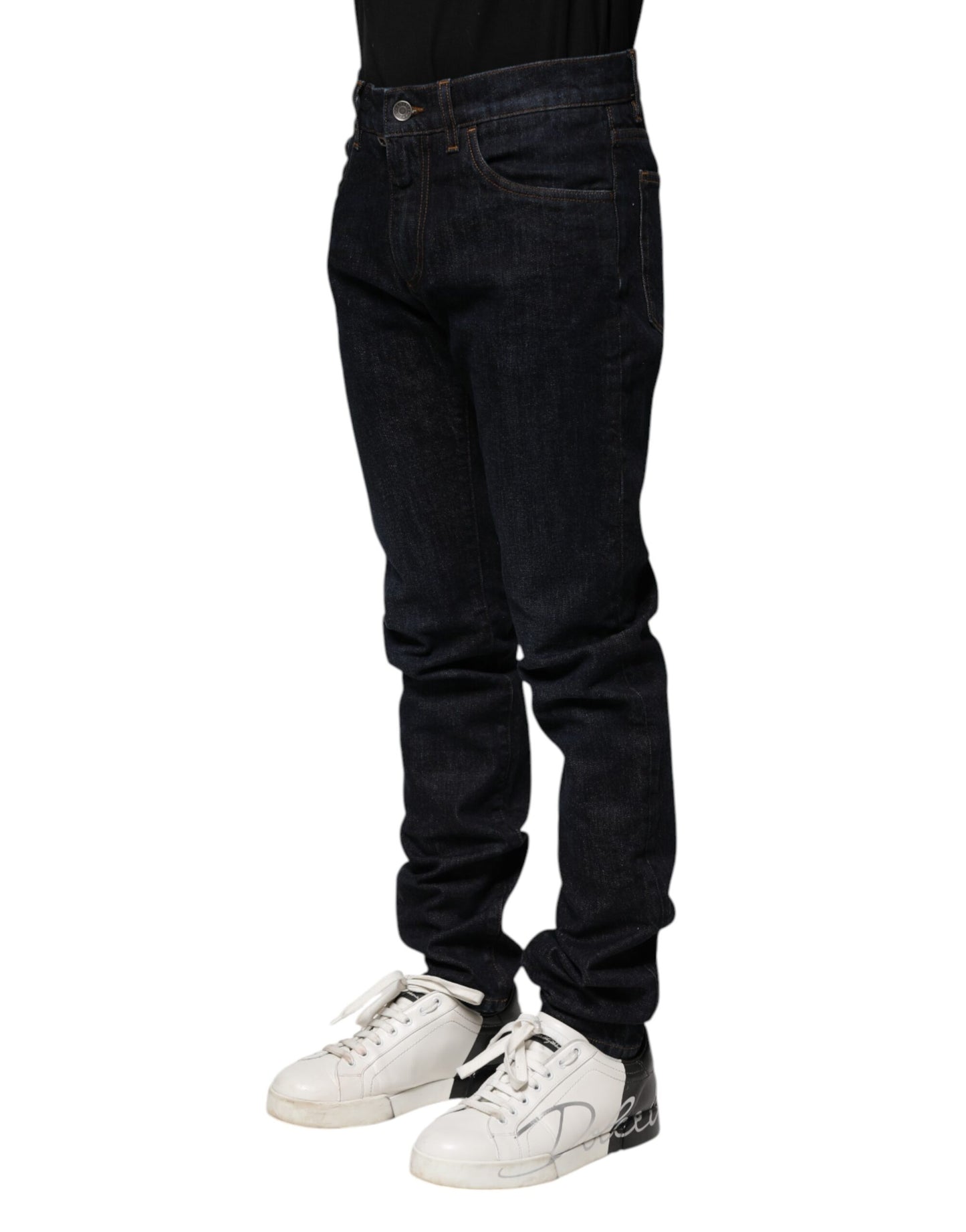 Dolce & Gabbana Schwarz Baumwolle Skinny Denim Männer Jeans