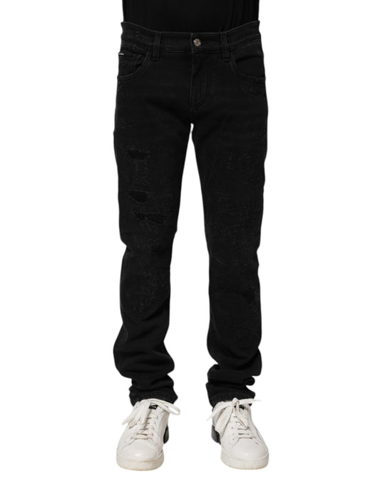 Dolce & Gabbana Schwarz Baumwolle Skinny Männer Denim Jeans