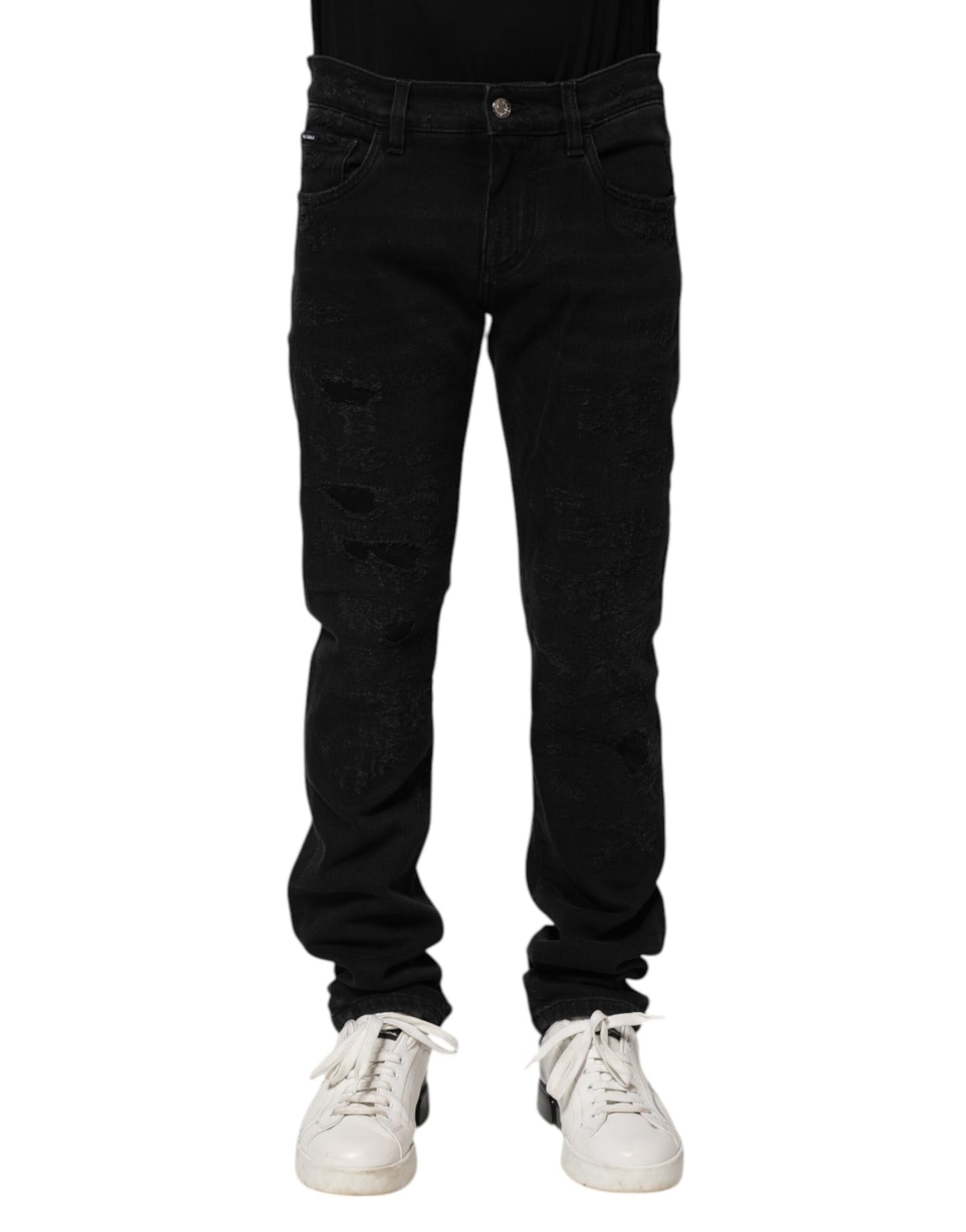 Dolce & Gabbana Schwarz Baumwolle Skinny Männer Denim Jeans