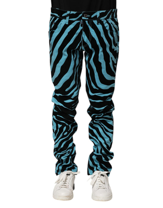 Dolce & Gabbana Blauschwarz gestreifte Skinny Denim Jeans