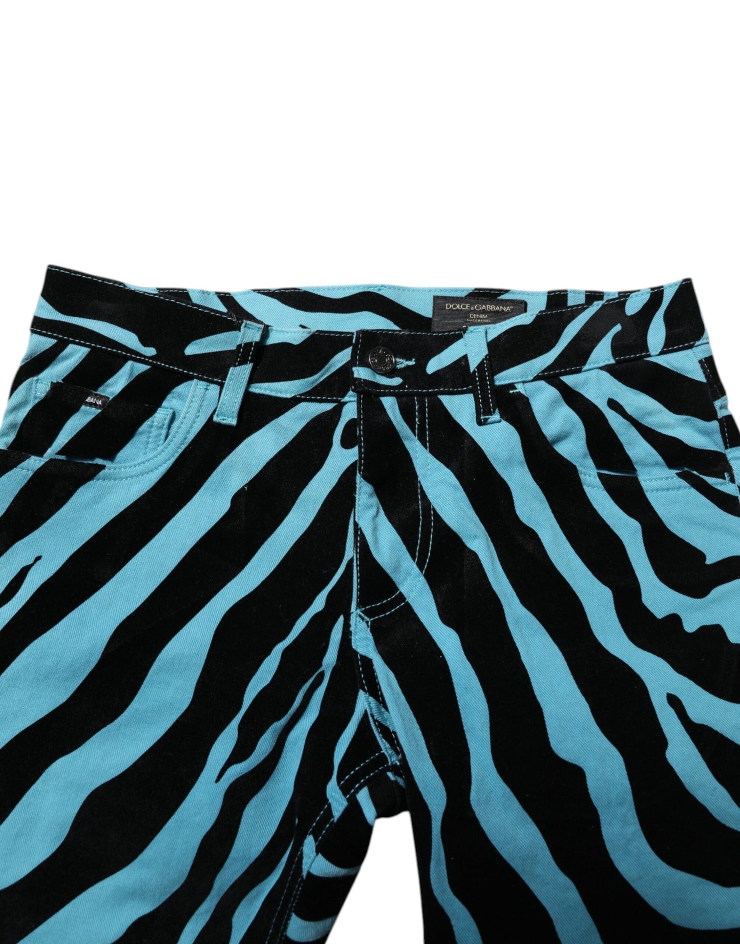 Dolce & Gabbana Blauschwarz gestreifte Skinny Denim Jeans