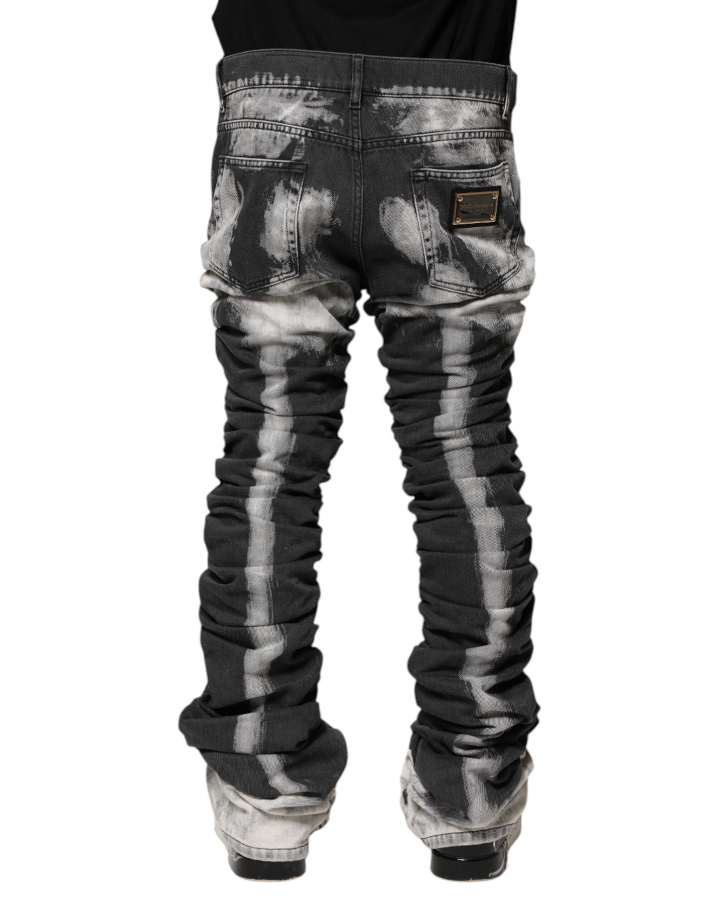 Dolce & Gabbana Schwarze Tie Dye Straight Denim Jeans