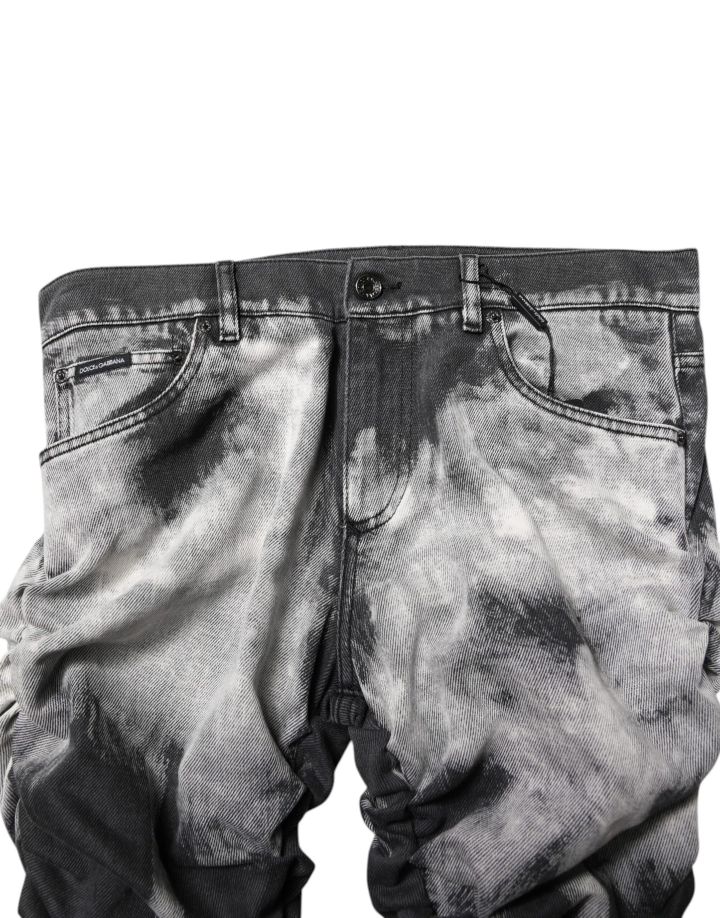 Dolce & Gabbana Schwarze Tie Dye Straight Denim Jeans