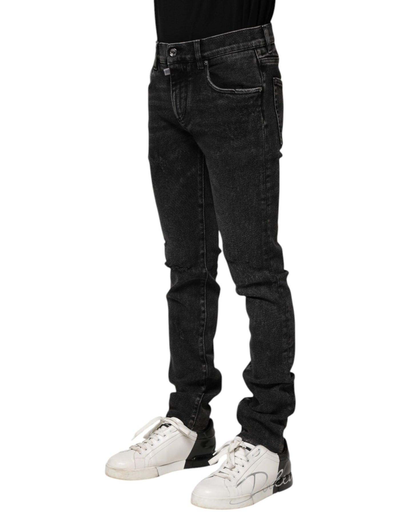 Dolce & Gabbana Schwarz Baumwolle Skinny Männer Denim Jeans