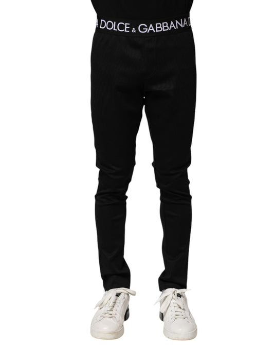 Dolce & Gabbana Schwarze Nylon-Skinny-Jogger-Hose für Männer