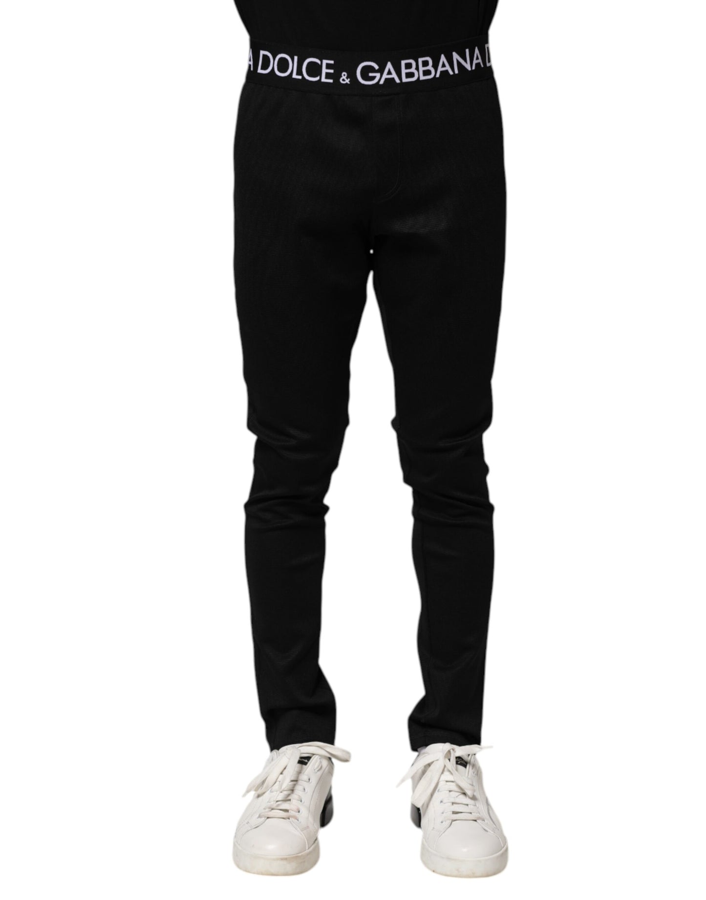 Dolce & Gabbana Schwarze Nylon-Skinny-Jogger-Hose für Männer