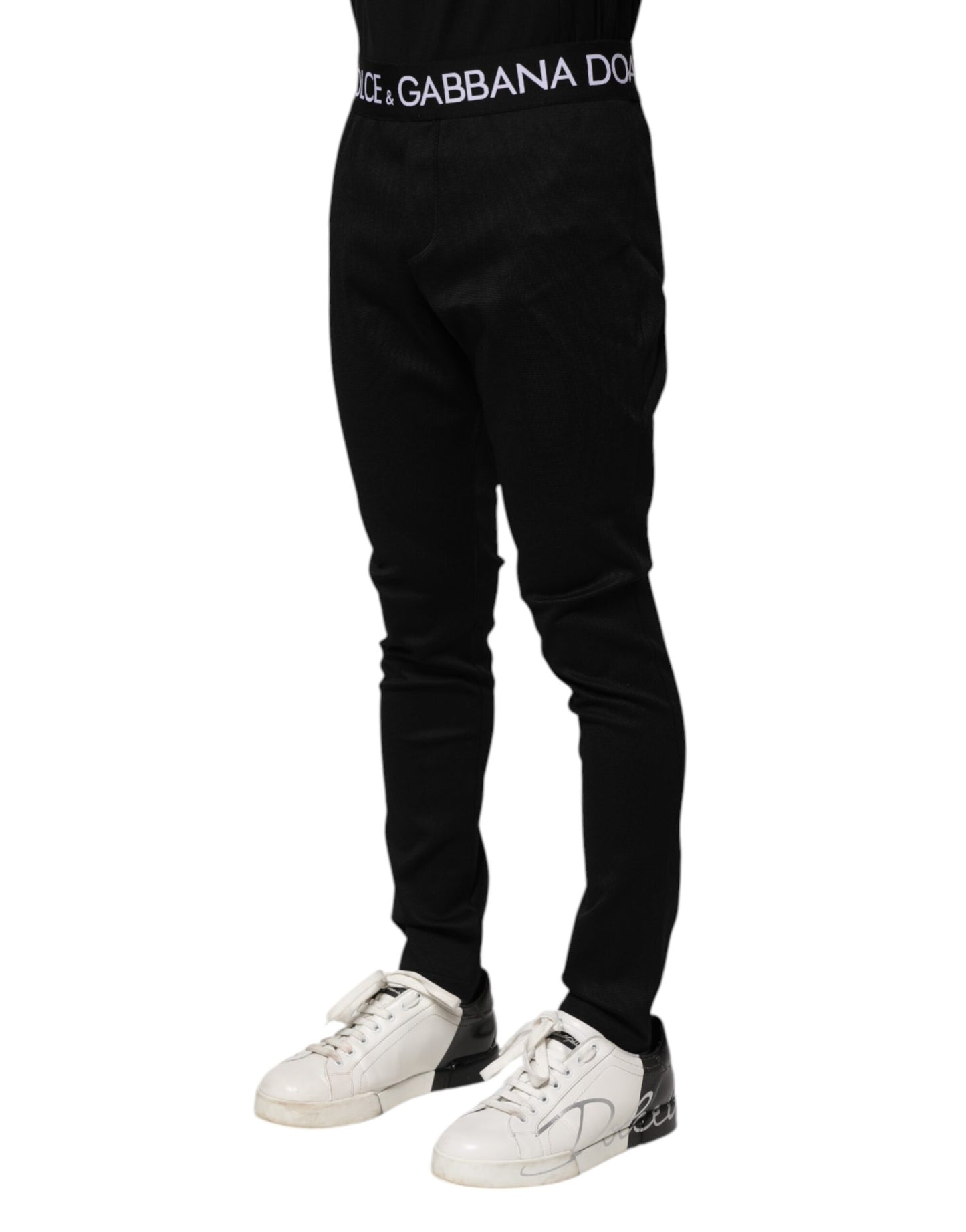 Dolce & Gabbana Schwarze Nylon-Skinny-Jogger-Hose für Männer
