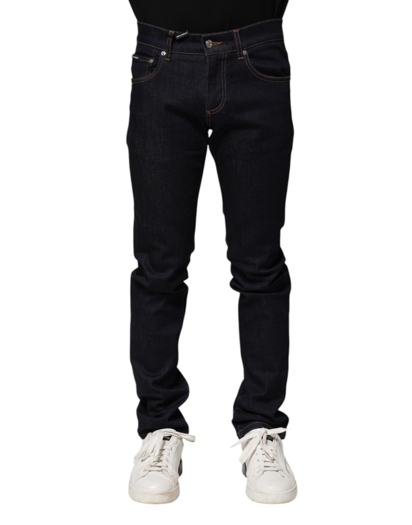 Dolce & Gabbana Schwarz Baumwolle Skinny Männer Denim Jeans