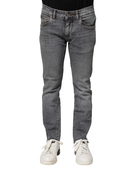 Dolce & Gabbana Graue Baumwolle Skinny Männer Denim Jeans