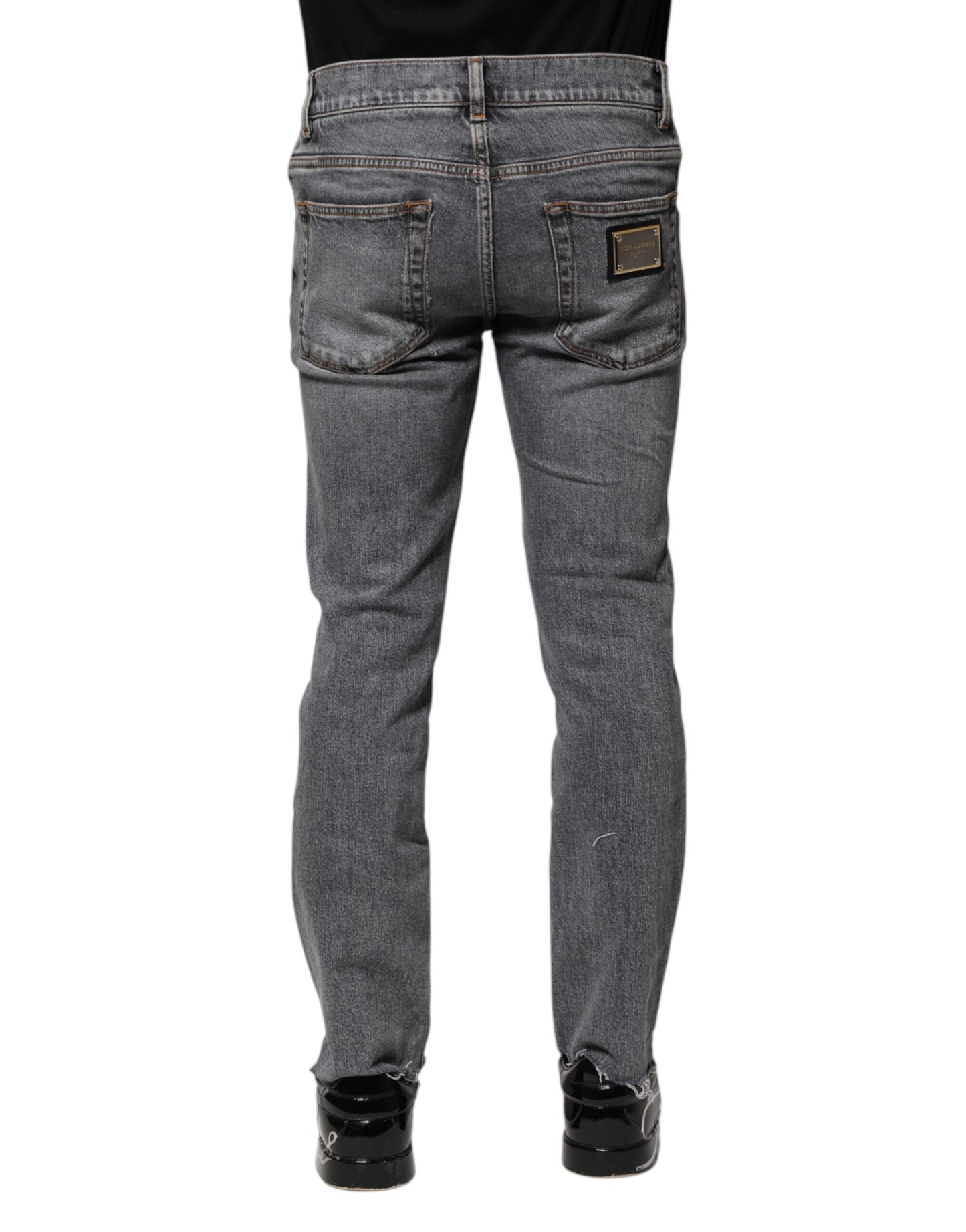 Dolce & Gabbana Graue Baumwolle Skinny Männer Denim Jeans