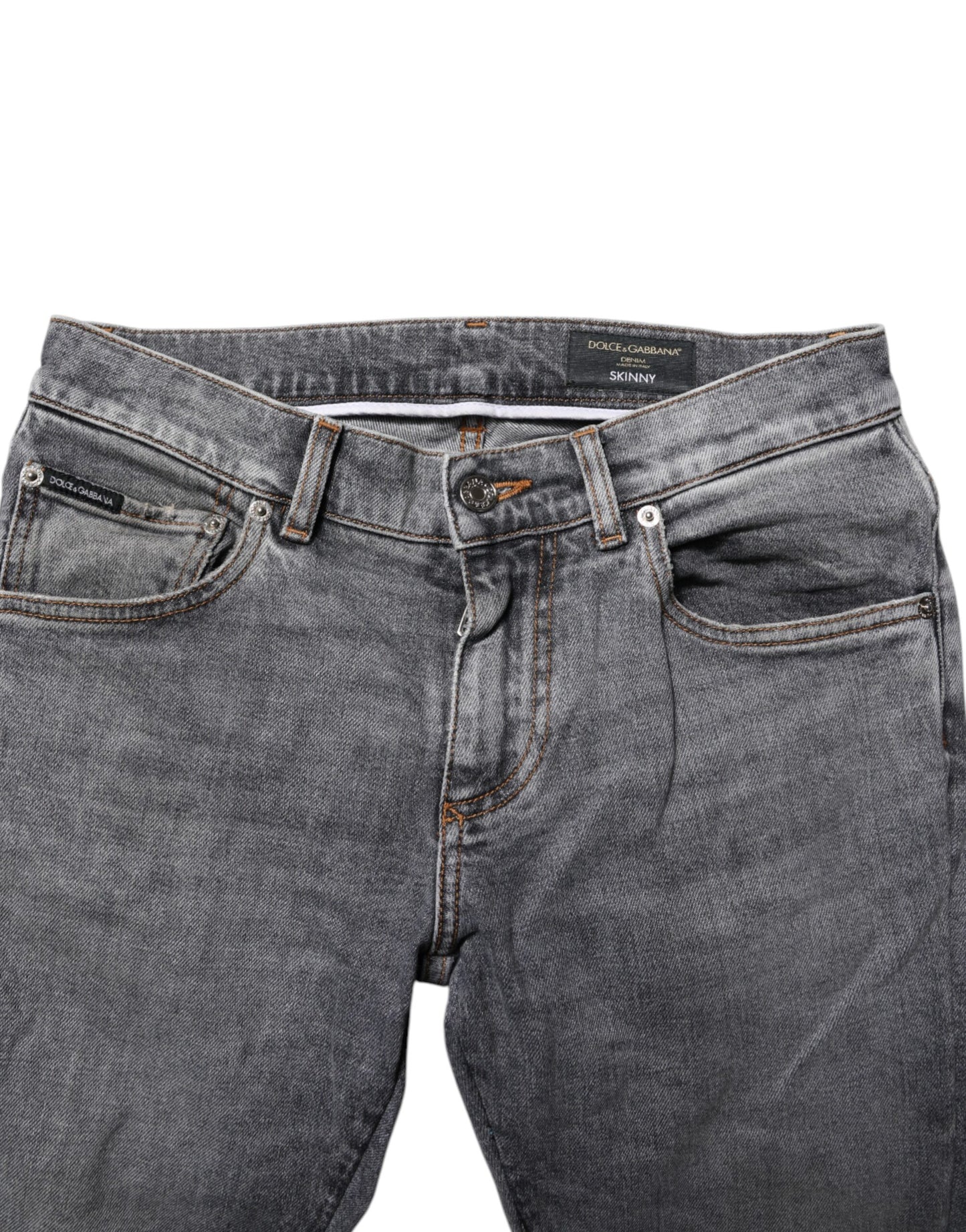 Dolce & Gabbana Graue Baumwolle Skinny Männer Denim Jeans