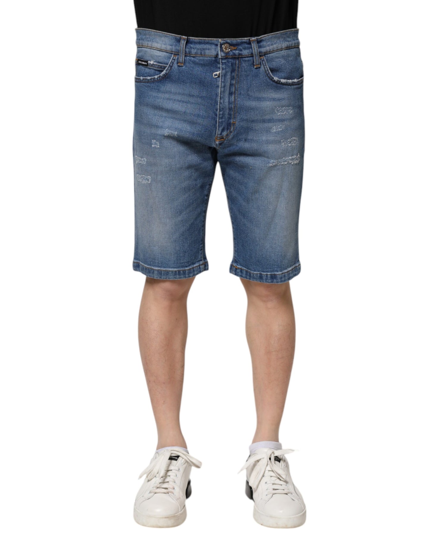 Dolce & Gabbana Blaue Baumwolle Stretch Herren Denim Bermuda Shorts