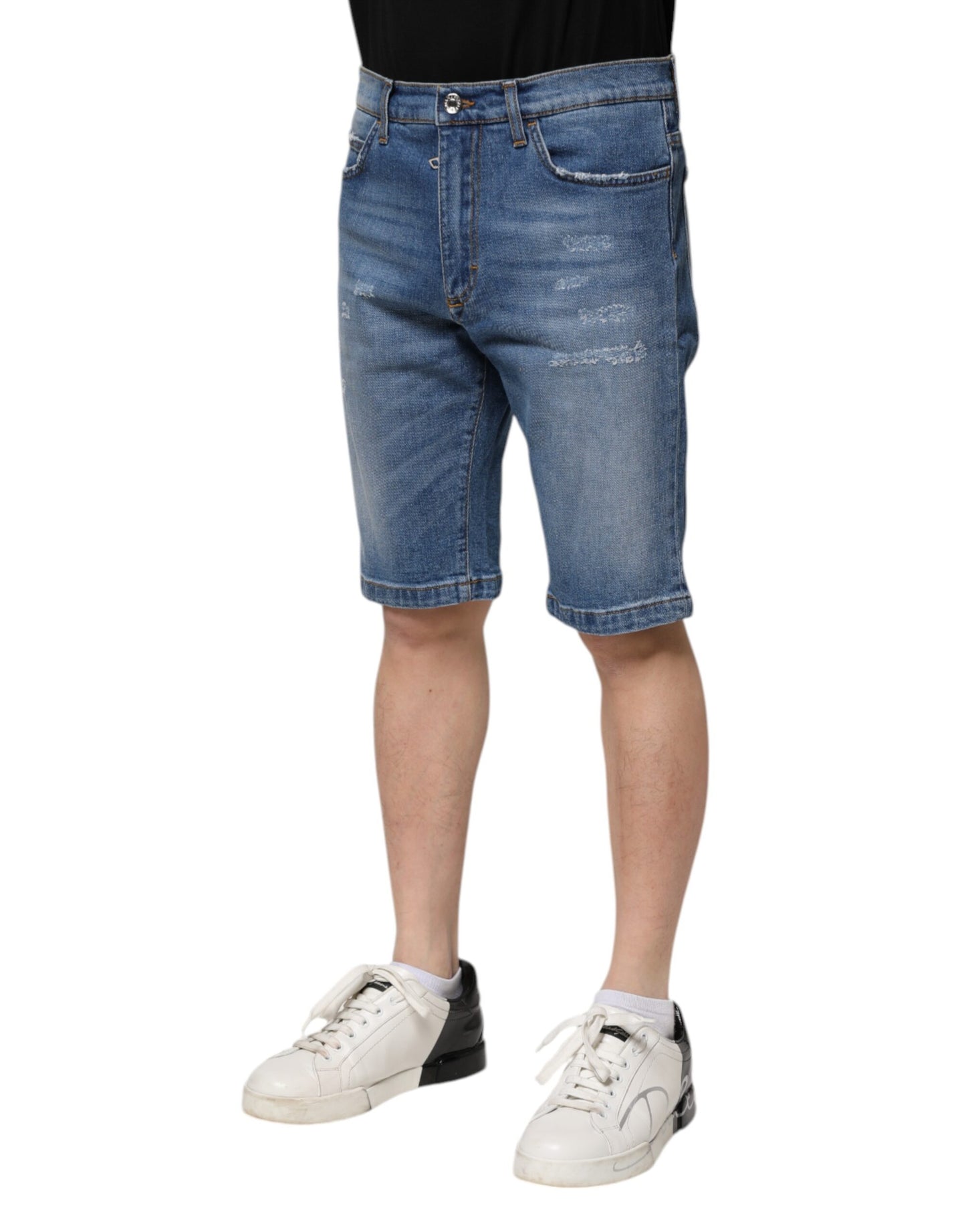Dolce & Gabbana Blaue Baumwolle Stretch Herren Denim Bermuda Shorts