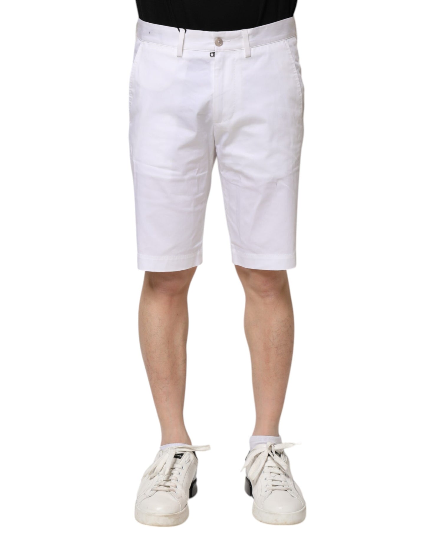 Dolce & Gabbana Weiße Baumwoll-Stretch Herren Denim Bermuda Shorts