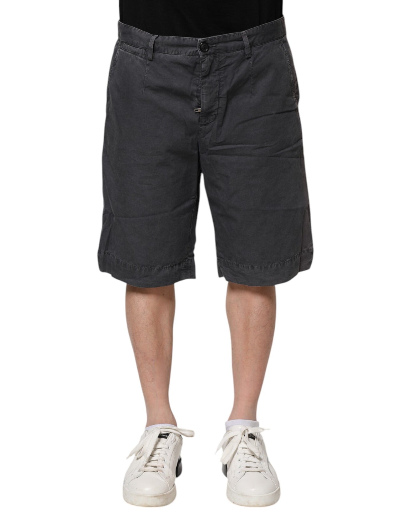 Dolce & Gabbana Dunkelgraue Bermuda-Shorts aus Baumwoll-Stretch-Denim