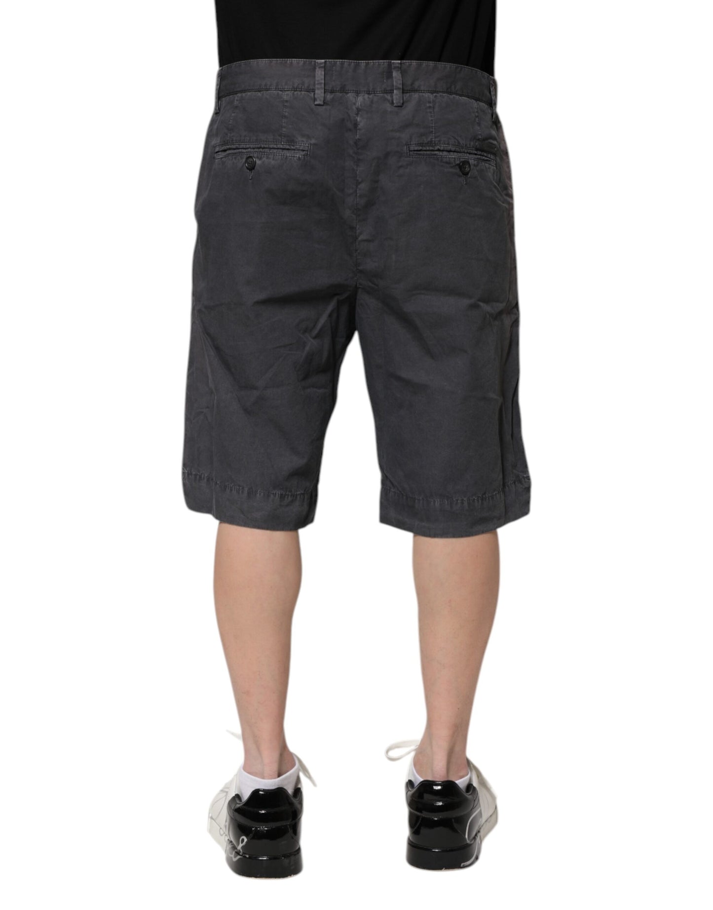 Dolce & Gabbana Dunkelgraue Bermuda-Shorts aus Baumwoll-Stretch-Denim