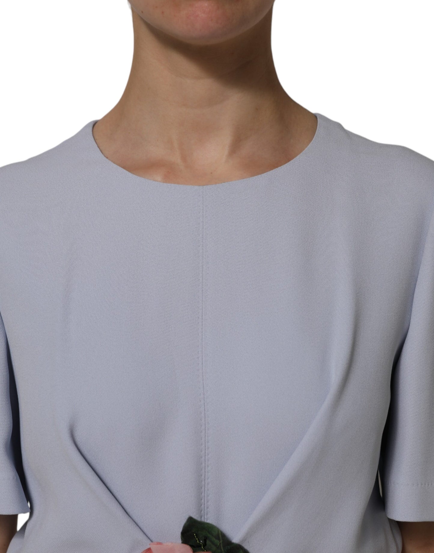 Dolce & Gabbana Graues Viskose-Midikleid mit kurzen Ärmeln