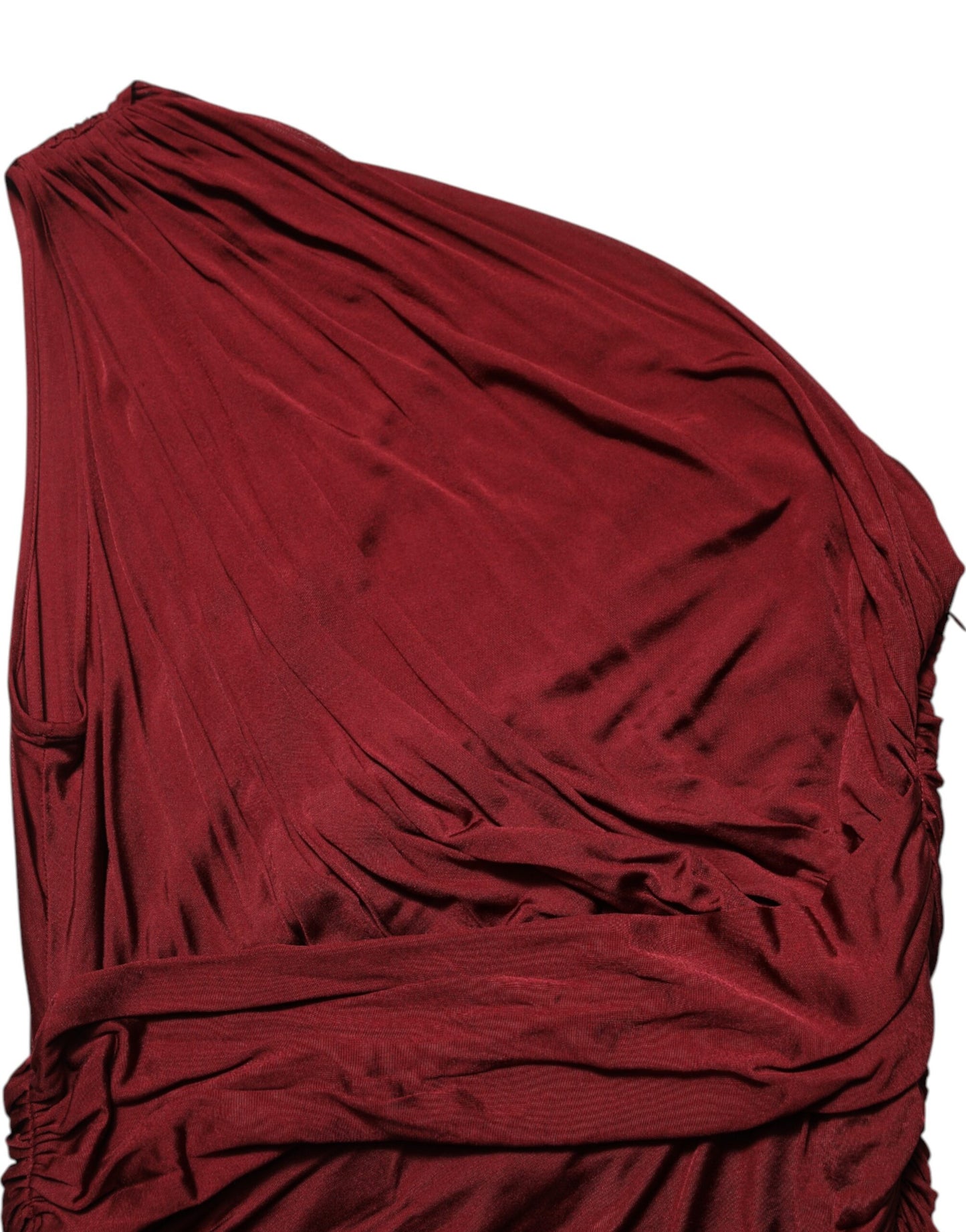 Dolce & Gabbana Rotes Midikleid aus Viskose mit einer Schulter