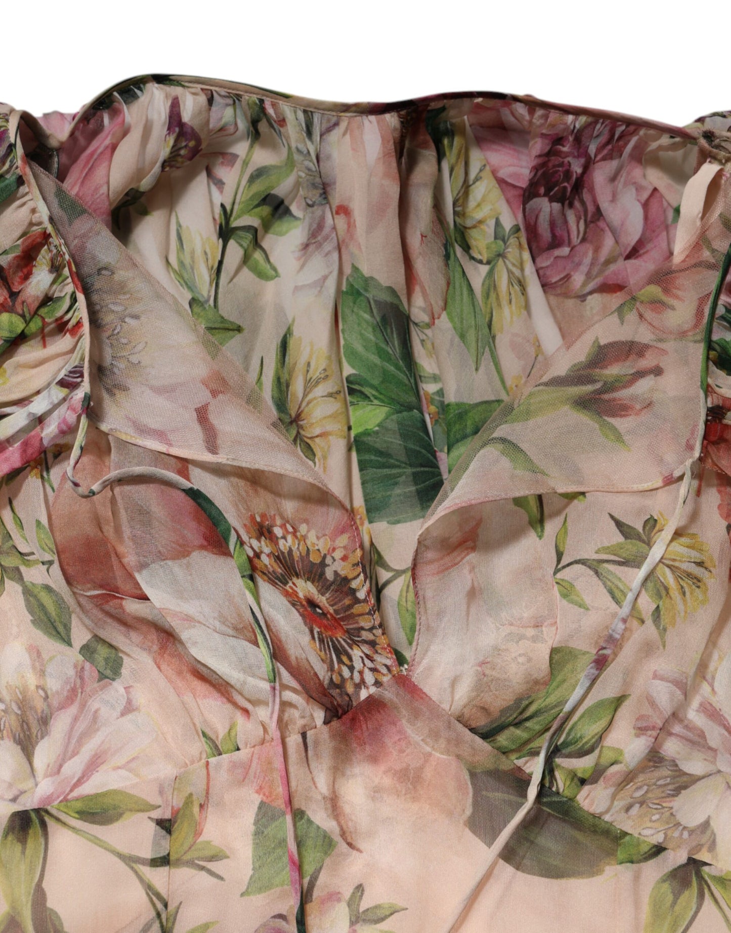 Dolce & Gabbana Rosa gestuftes langes Maxikleid mit Blumendruck