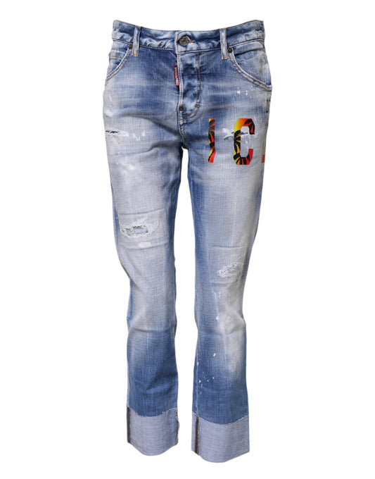 Dsquared² Blaue Skinny Denim-Jeans aus gewaschener Baumwolle mit mittlerer Taille