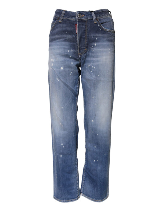 Dsquared² Blaue gewaschene Straight Jeans aus Baumwolle mit mittlerer Taille