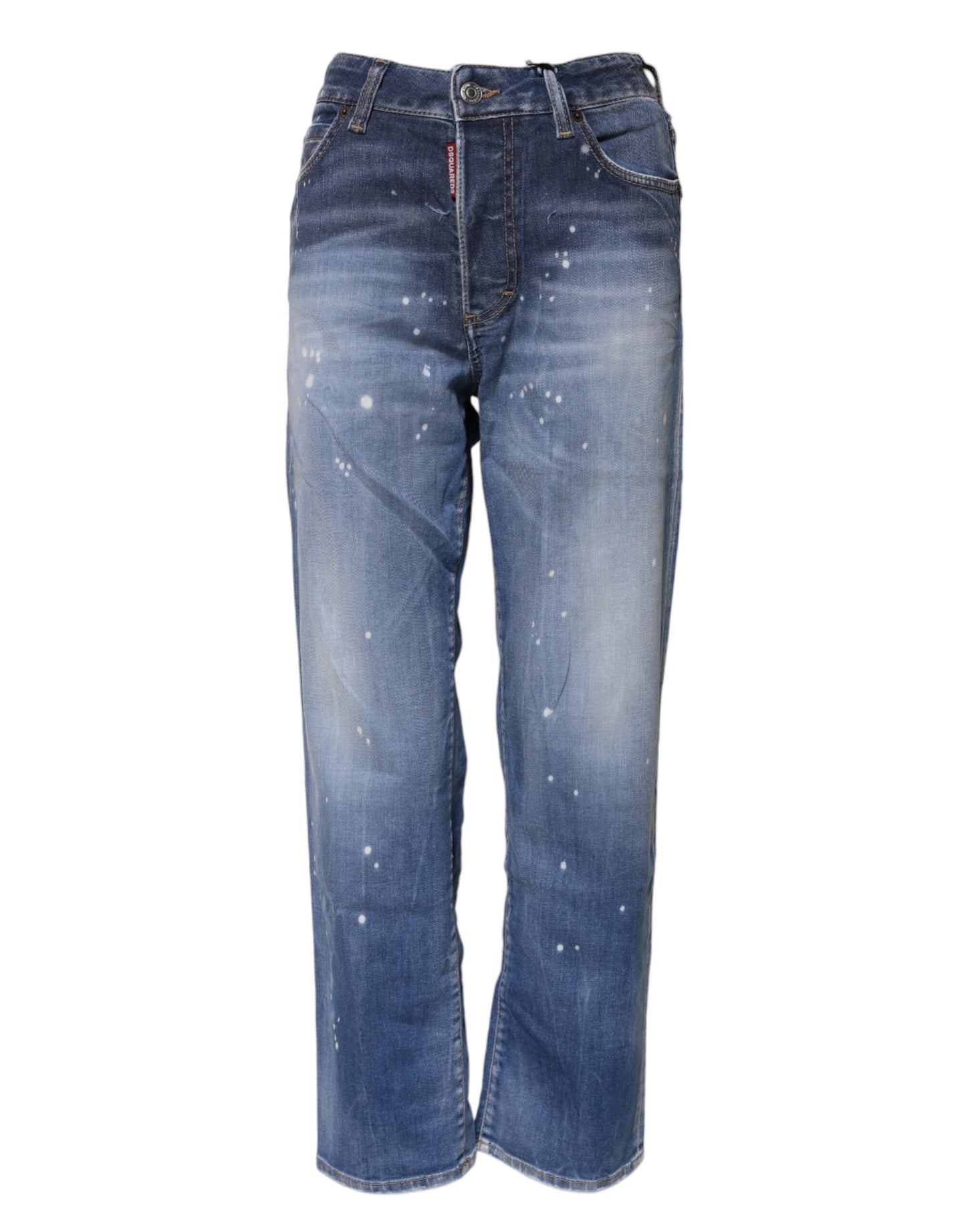 Dsquared² Blaue gewaschene Straight Jeans aus Baumwolle mit mittlerer Taille