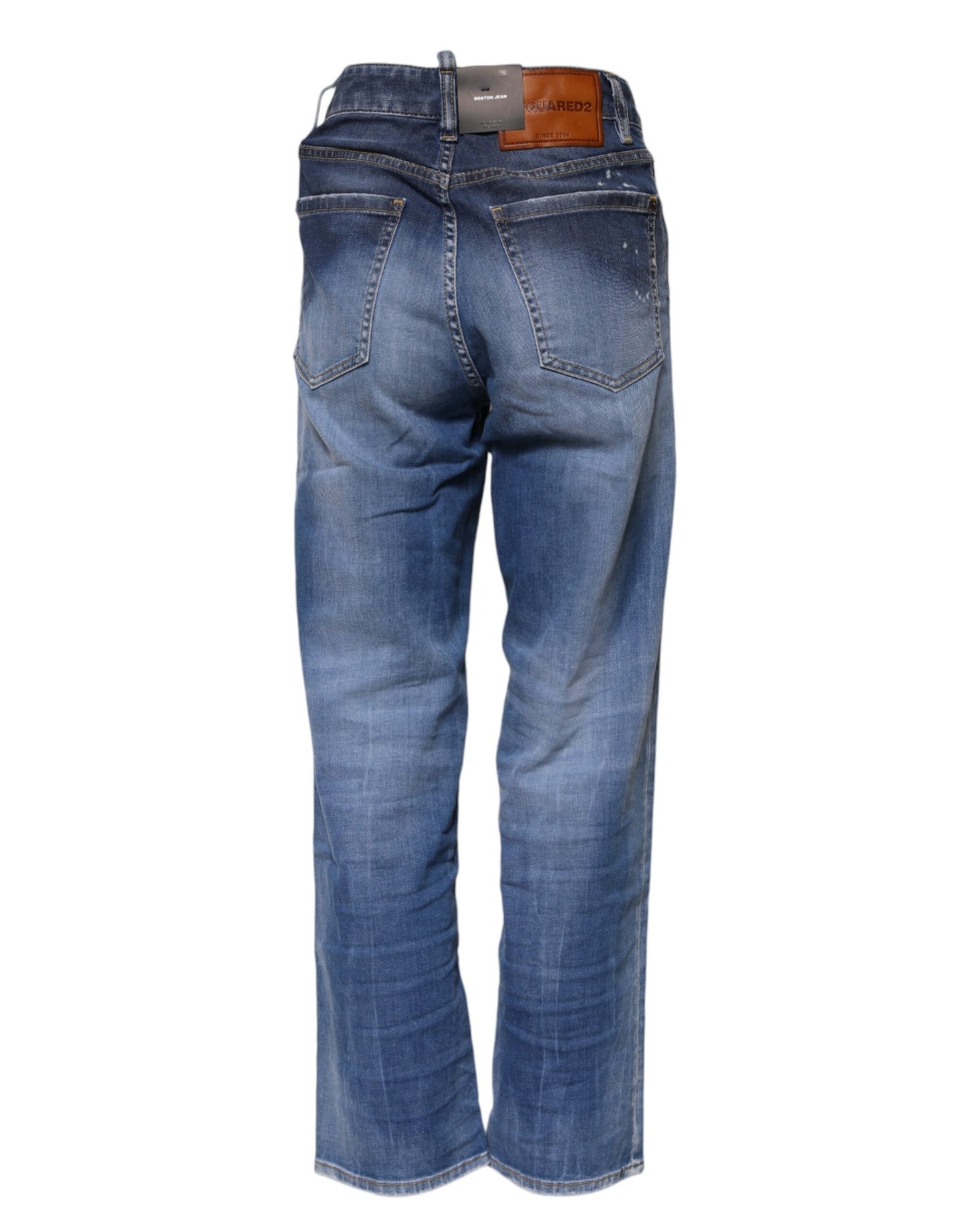 Dsquared² Blaue gewaschene Straight Jeans aus Baumwolle mit mittlerer Taille