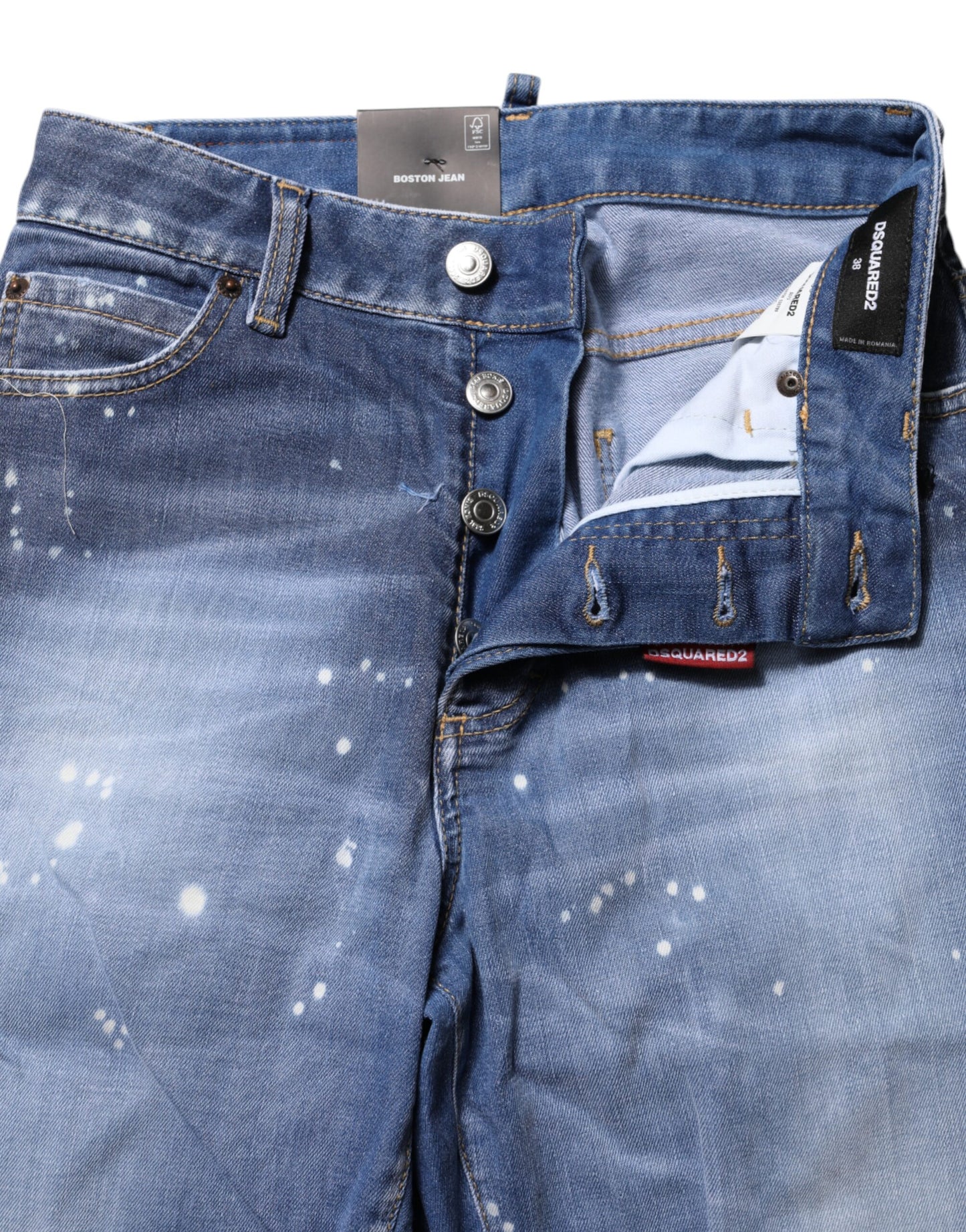 Dsquared² Blaue gewaschene Straight Jeans aus Baumwolle mit mittlerer Taille