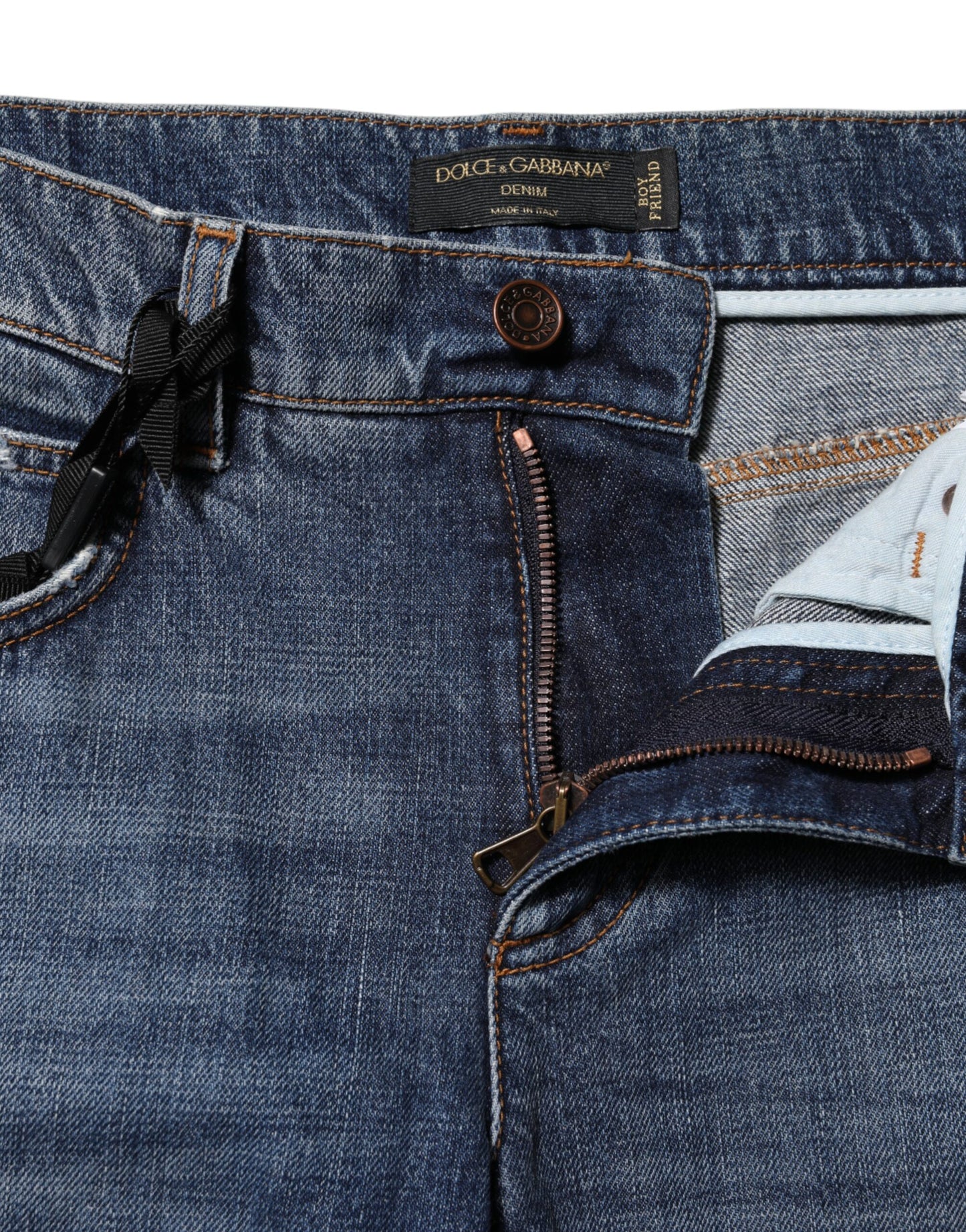 Dolce & Gabbana Blaue zerfledderte Boyfriend-Denim-Jeans aus Baumwolle