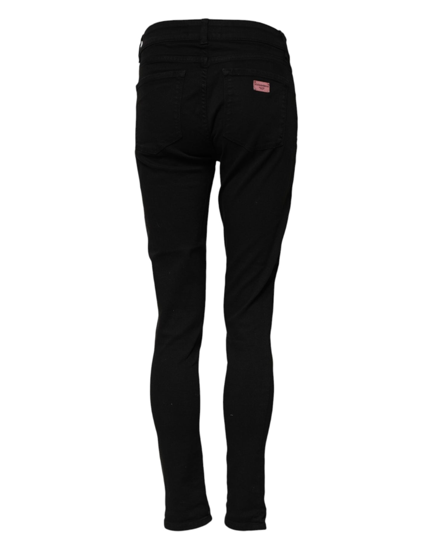 Dolce & Gabbana Schwarze Skinny Denim-Jeans mit mittlerer Taille aus Baumwolle