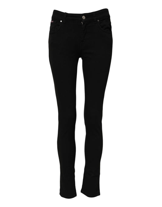 Dolce & Gabbana Schwarze Skinny Denim-Jeans mit mittlerer Taille aus Baumwolle