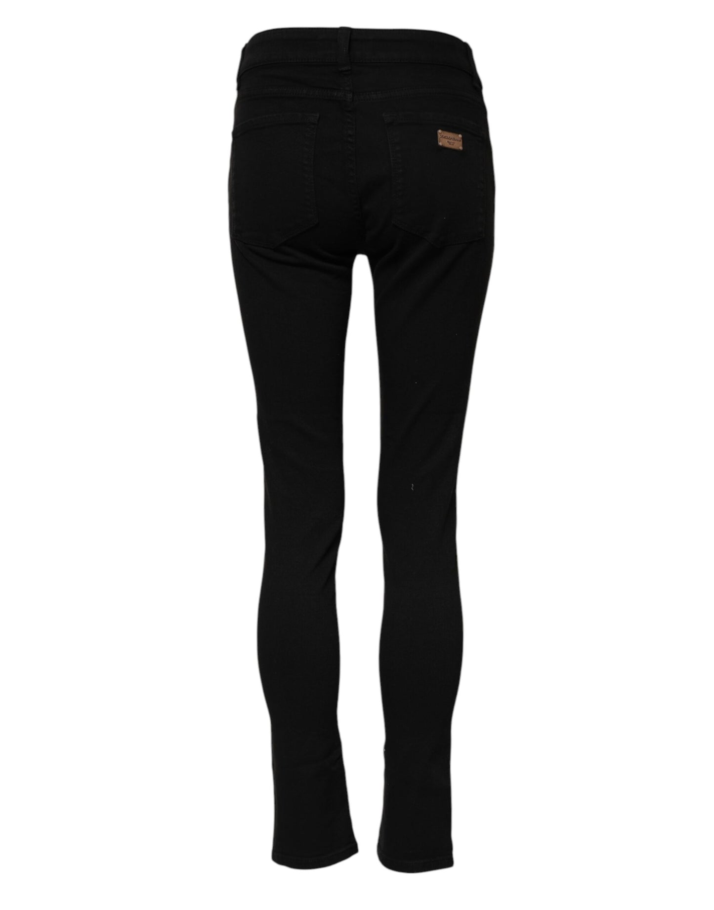 Dolce & Gabbana Schwarze Skinny Denim-Jeans mit mittlerer Taille aus Baumwolle